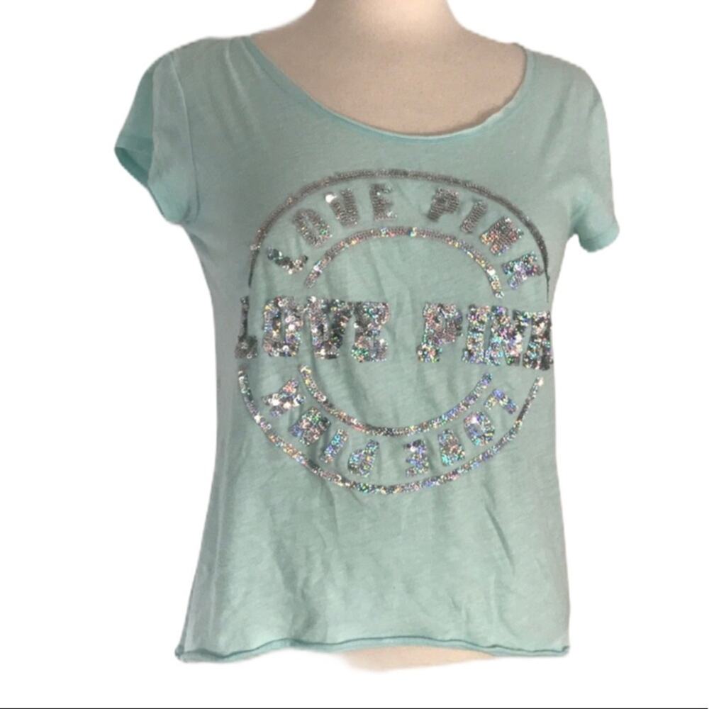 Scoop Necks Tee Short Sleeve Tops Baby Blue Small